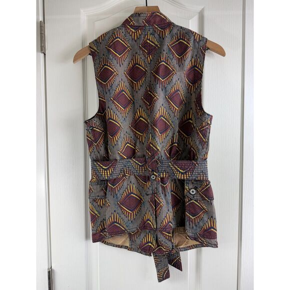 Anthropologie Elevenses Geo Safari Vest Geometric Linen Blend Women's S - Picture 5 of 11